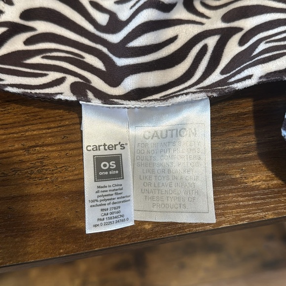 Carter's OS Zebra Lovey Security Blanket Rattle Brown White Satin Plush - Picture 6 of 8